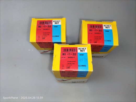 357 St. Gesipa Blindnietmutter V2A, M 8, Nietschaft 11 x 20,0 mm, nietbare Materialstärke 3,0 - 6,0 mm, Bohrloch 11,1 mm